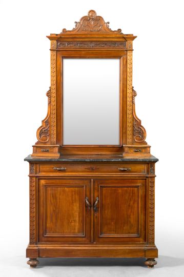 Appraisal: Continental Walnut Dresser third quarter th century the beveled rectangular