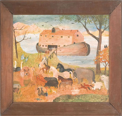 Appraisal: Jeanne Davies American b oil on board of Noah's ark