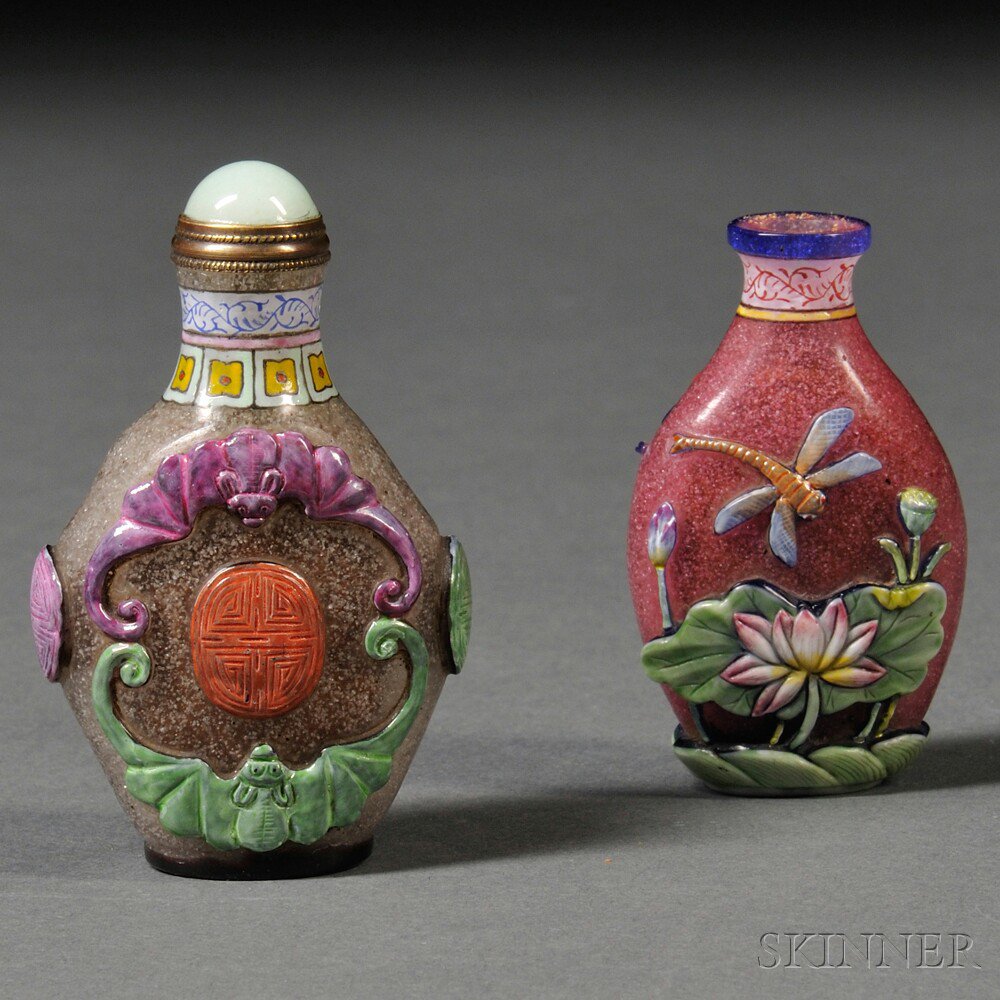 Appraisal: Two Peking Glass Snuff Bottles China th century including one