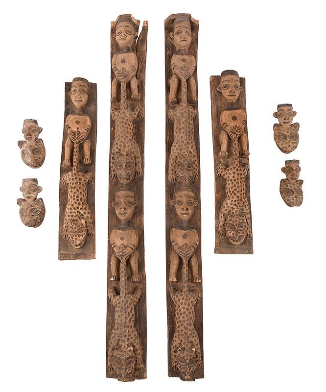 Appraisal: Eight West African Carved Architectural Elements Cameroonian Western Grassfields area