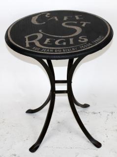 Appraisal: Painted round cafe table on iron base h x dia