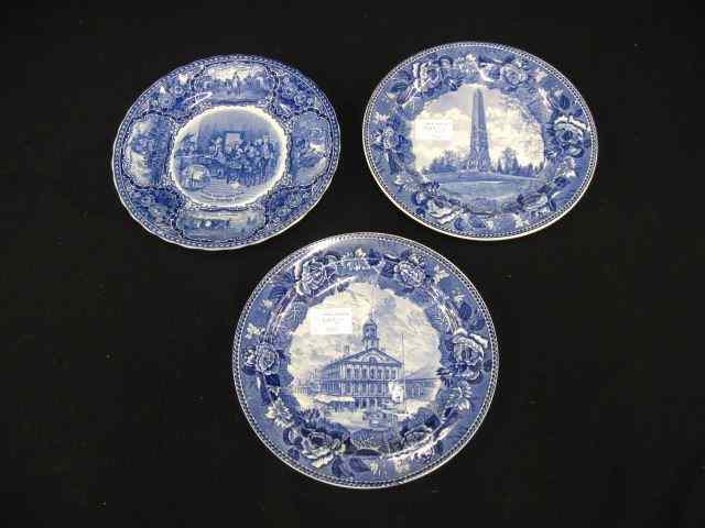 Appraisal: Blue White Historical Plates various scenes by Wedgwood Stafforshire excellent