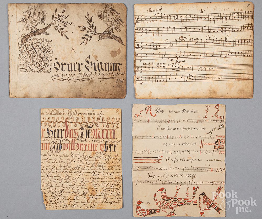 Appraisal: Partial fraktur songbook Partial fraktur songbook dated x together with