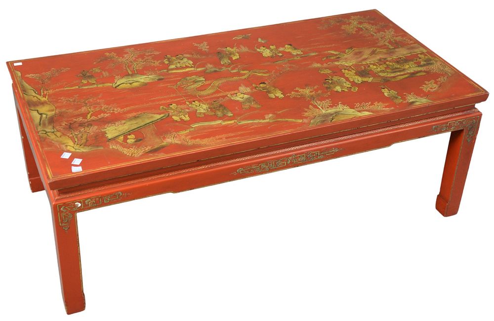 Appraisal: Chinoiserie Decorated Coffee Table height inches top x Chinoiserie Decorated