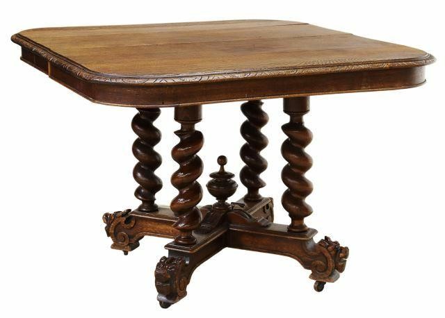 Appraisal: French Henri II style oak extension table late th c