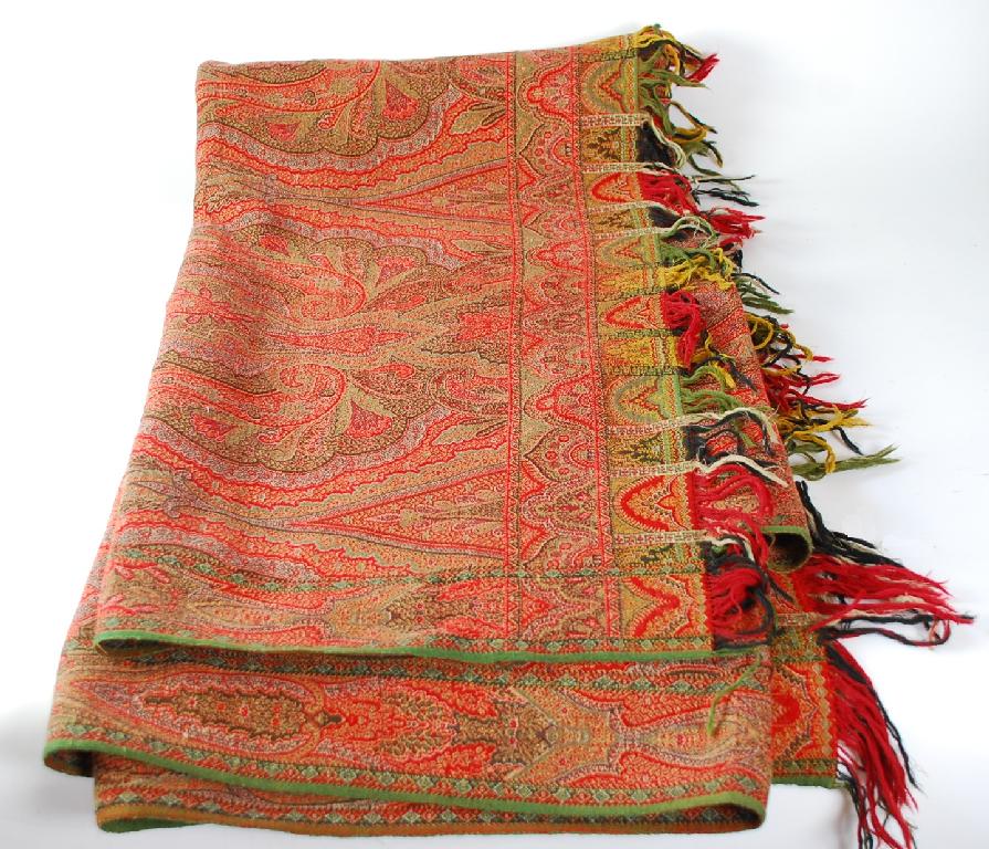 Appraisal: WOVEN PAISLEY SHAWL with fringed ends ft in x ft