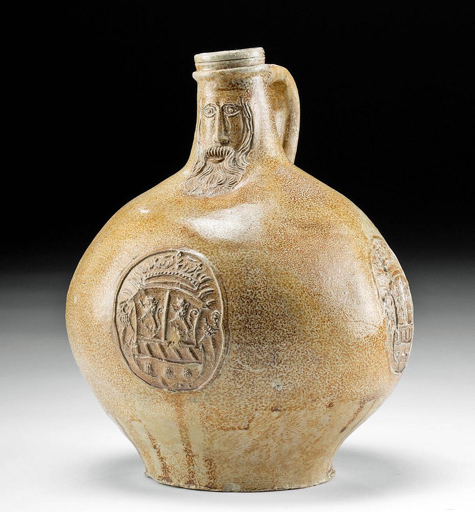 Appraisal: th C German Salt-Glazed Stoneware Bellarmine Jug Western Europe Germany