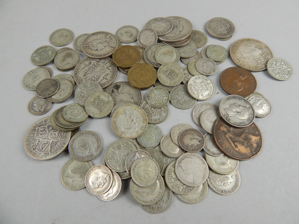 Appraisal: A quantity of British domestic silver coinage etc to include