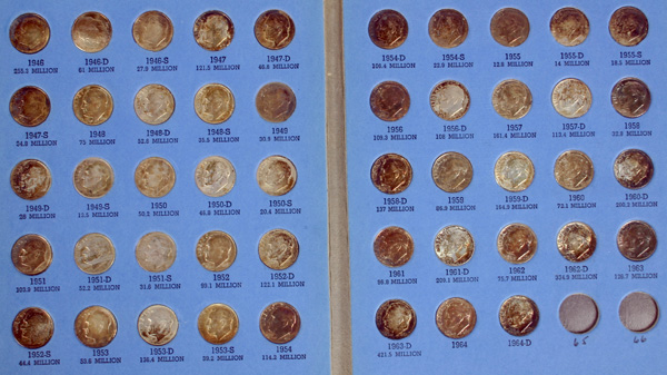 Appraisal: Roosevelt Dimes Set Complete Lincoln Cents Partials