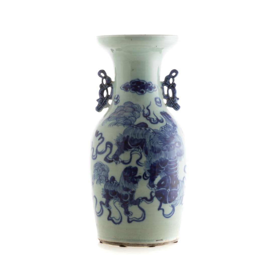 Appraisal: Chinese Export celadon vase late th century blue foo dog