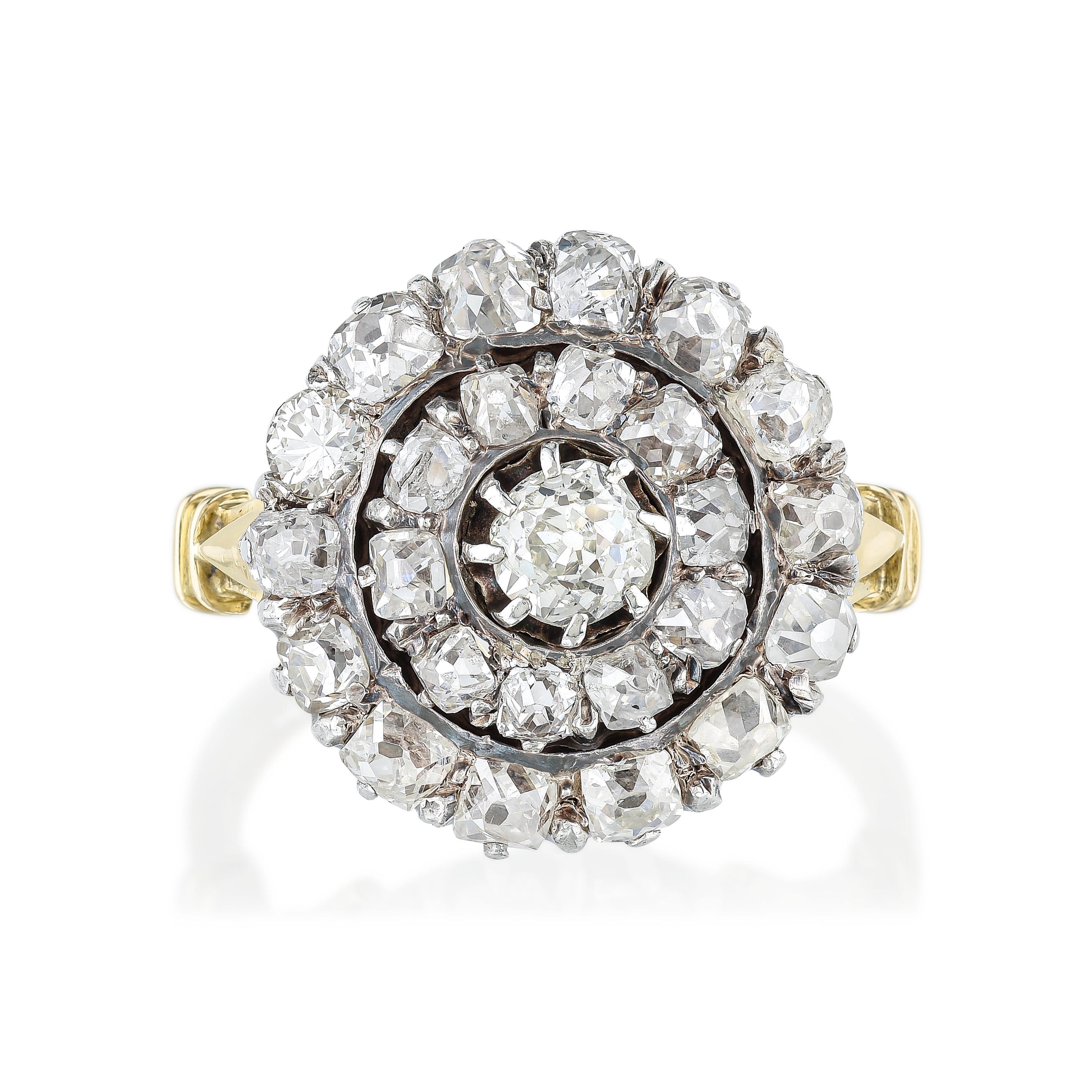 Appraisal: EDWARDIAN DIAMOND BALLERINA RING METAL K yellow gold and platinum