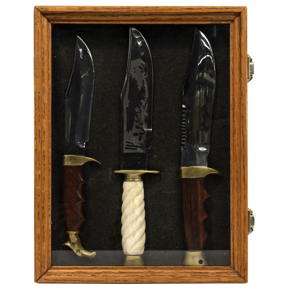 Appraisal: ANGEL AGUILAR KNIFE SET Bowie knives all signed on the