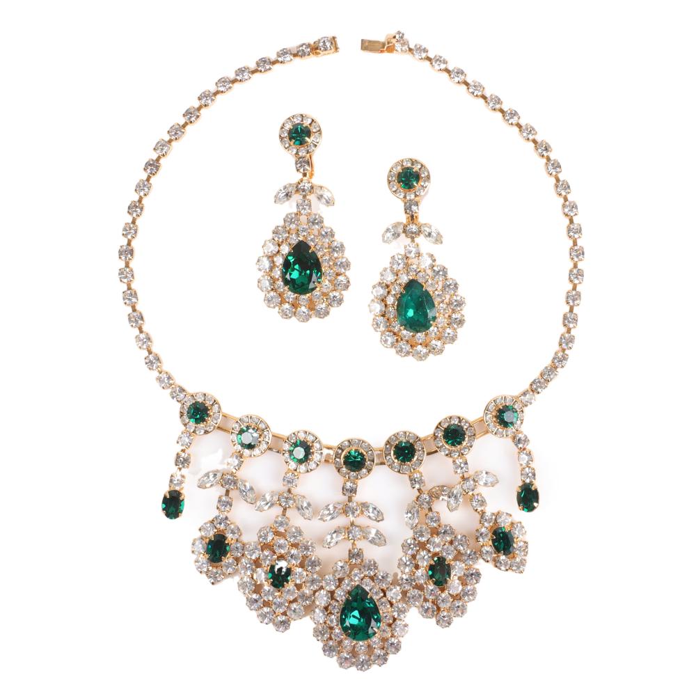 Appraisal: Hobe diamante sparkle bib necklace and drop earring demi parure