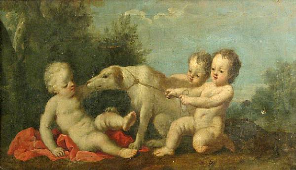 Appraisal: Circle of Jacopo Amigoni Italian - Three putti playing with