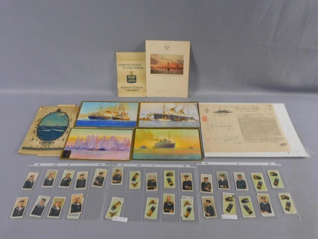 Appraisal: OCEAN LINER PIECE EPHEMERA LOT EARLY THc To include a