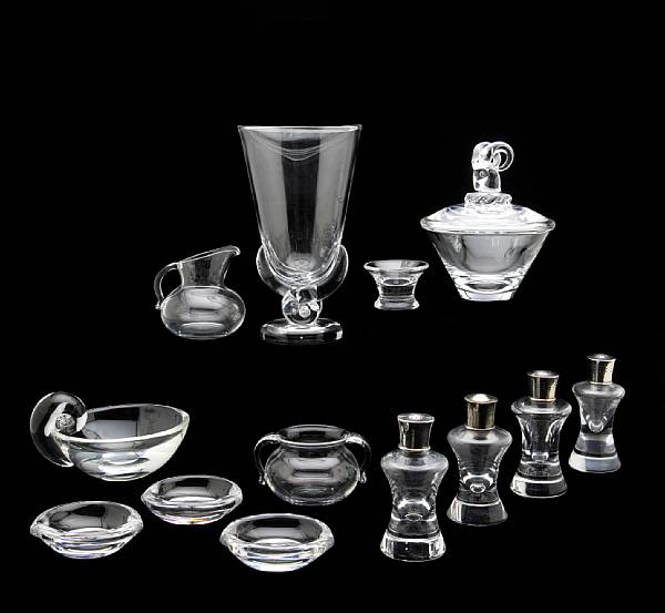 Appraisal: A group of Steuben clear glass table articles comprising a