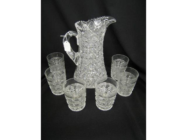 Appraisal: Brilliant Period Cut Glass Water Set Harvard or Russian pattern