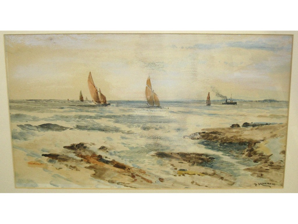 Appraisal: J MORRIS Watercolour seascape with boats signed