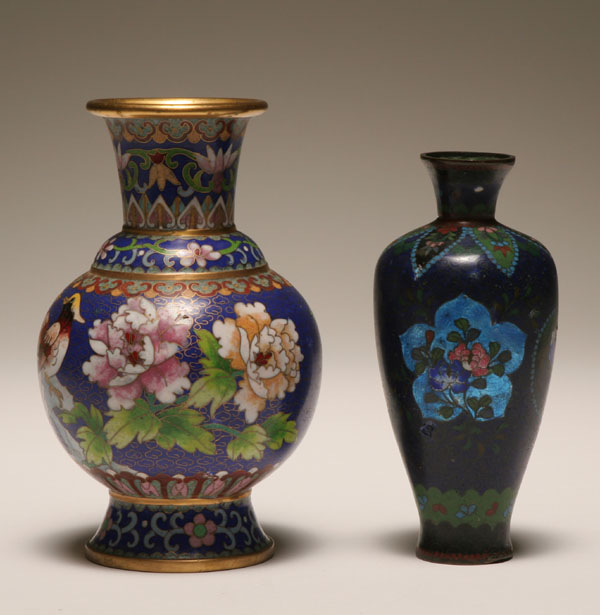 Appraisal: Two Asian cloisonne vases the smaller with foil panels of