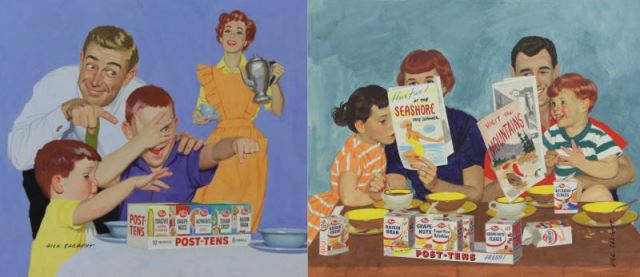 Appraisal: SARGENT Richard Two Post Cereal Post-Tens Advertisements Casein on Board