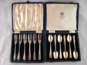 Appraisal: Silver A boxed set of six teaspoons Sheffield and a