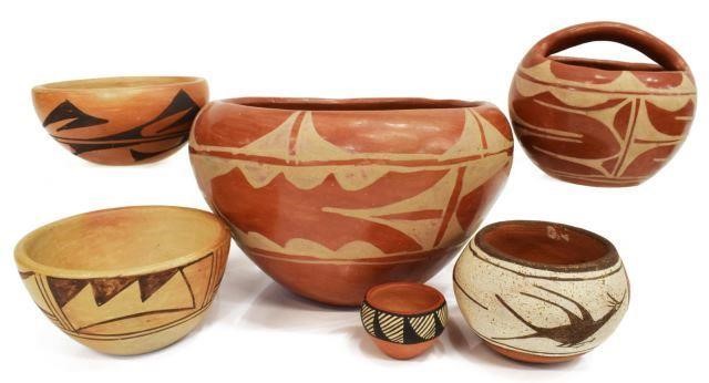 Appraisal: lot of Native American redware pottery highlights include pot signed