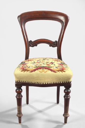 Appraisal: English Victorian Needlepoint Mahogany Sidechair third quarter th century the