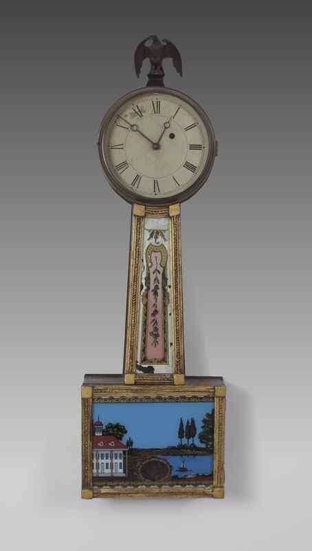 Appraisal: REVERSE PAINTED BANJO CLOCK Unsigned on face or movement cast