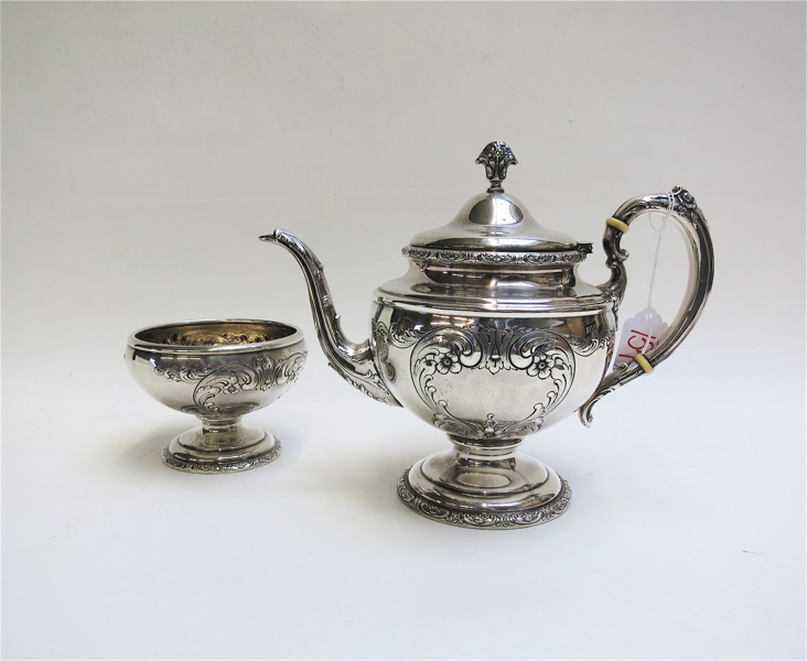 Appraisal: TOWLE STERLING SILVER TEAPOT AND WASTE BOWL SET in the