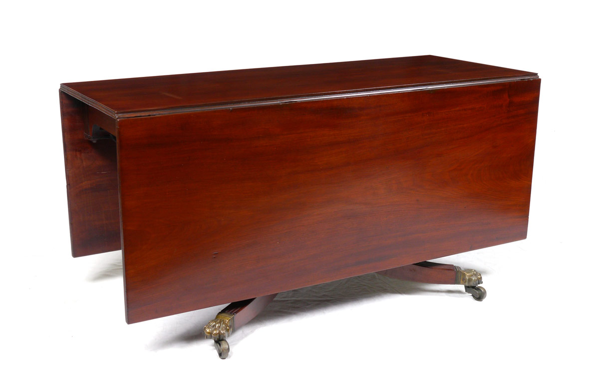 Appraisal: ATTRIB JOHN NEEDLES BALTIMORE DROPLEAF TABLE Circa Baltimore bookmatched mahogany