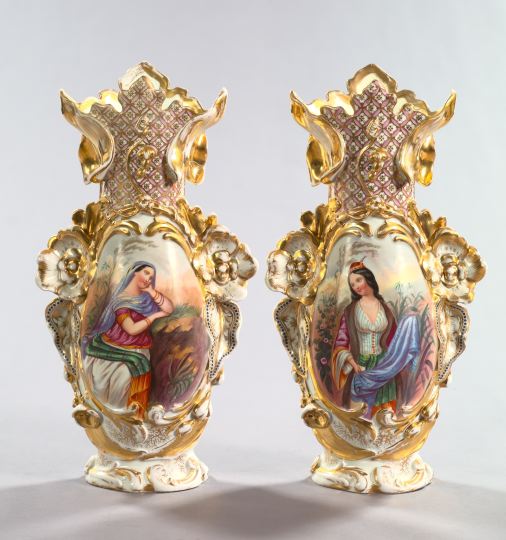 Appraisal: Large Pair of Franco-Bohemian Porcelain Garniture Vases third quarter th