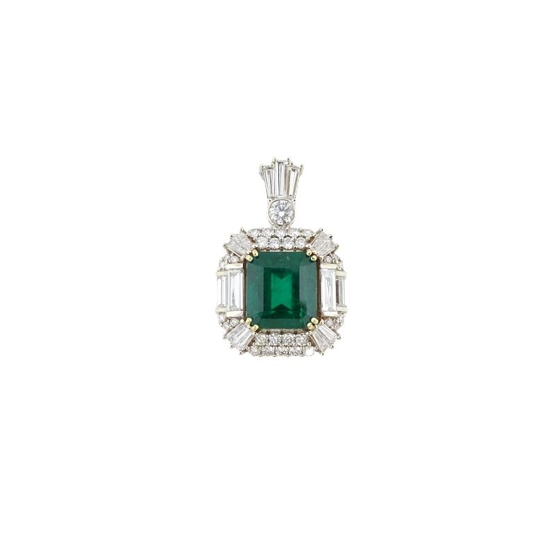 Appraisal: GIA Certified Colombian Emerald And Diamond GIA Certified Colombian Emerald