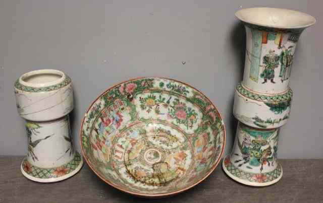 Appraisal: Chinese Export Bowl Pieces - As Is From an Old