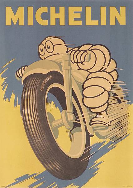 Appraisal: A Michelin Motorcyle tires advertising poster marked Verga-Milano x ins