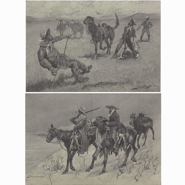 Appraisal: AFTER FREDERIC REMINGTON AMERICAN - x sight size Pair of