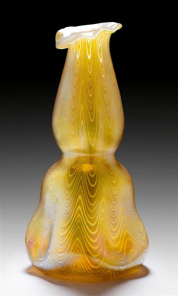 Appraisal: LOETZ VASE circa Yellow glass with iridescent gold and violet