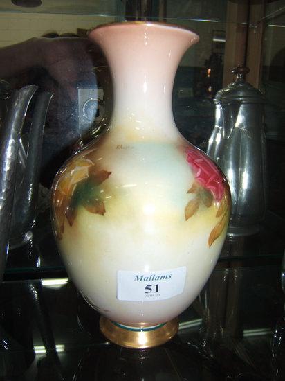 Appraisal: A Royal Worcester vase with flaring rim and inverted baluster