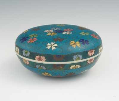 Appraisal: A Totai Covered Circular Box Porcelain round lidded box with