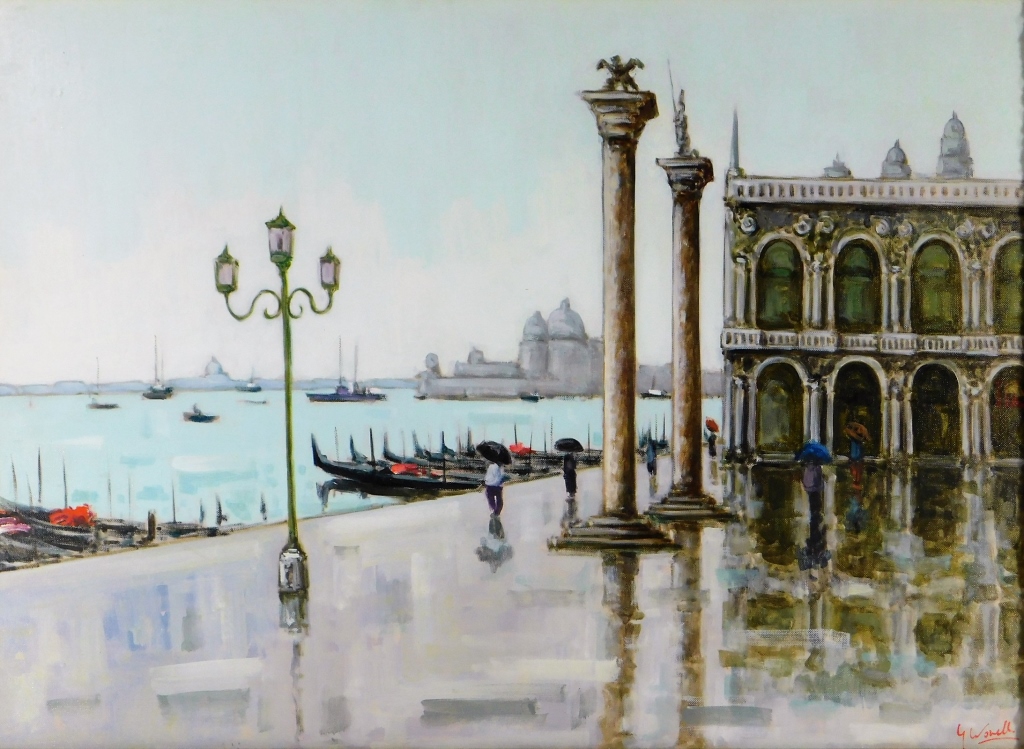 Appraisal: GRETCHEN WOHLWILL NAPLES CITYSCAPE PAINTING Gretchen WohlwillGermany - Depicting several