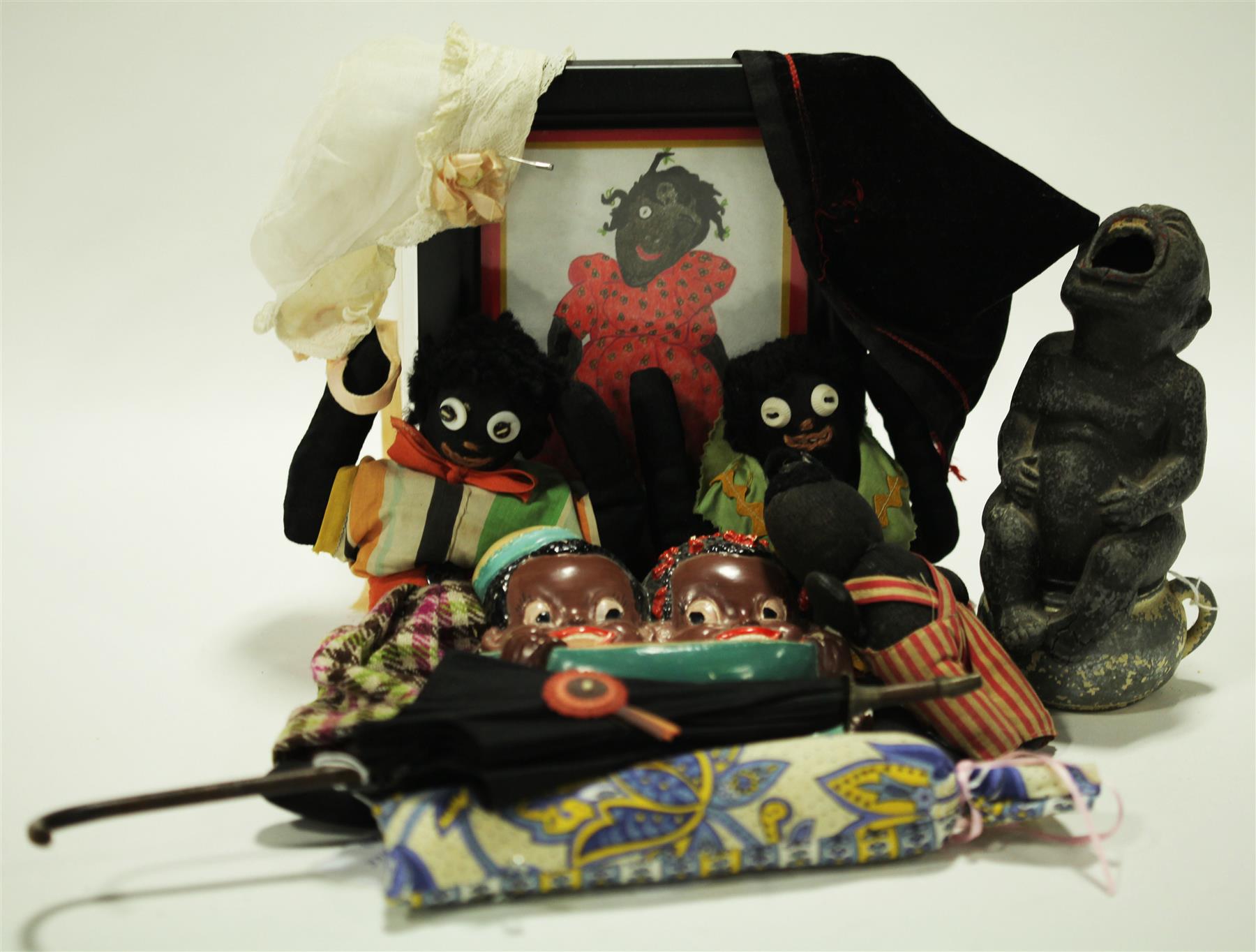 Appraisal: MISC LOT WITH THREE SMALL DOLLS AND ACCESSORIES Twentieth century