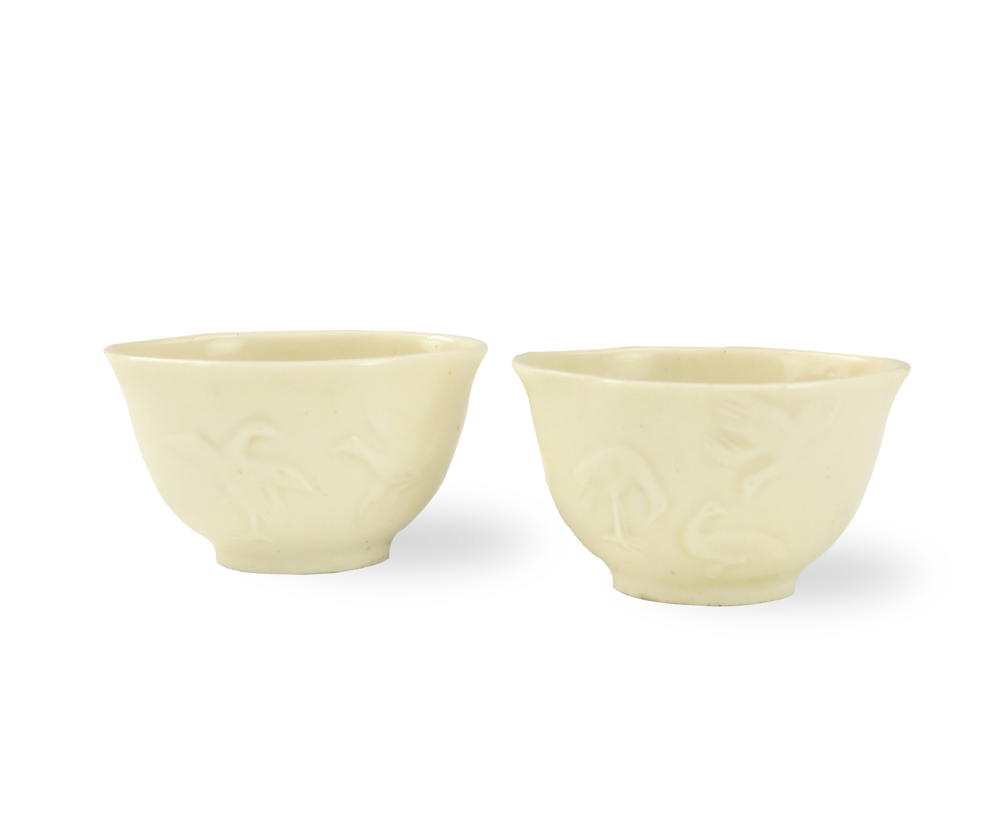 Appraisal: PAIR OF CHINESE WHITE GLAZED CUPS TH C Chinese th