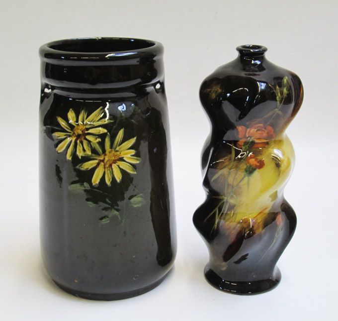 Appraisal: TWO WELLER ART POTTERY VASES standard glazed one Weller Aurelian