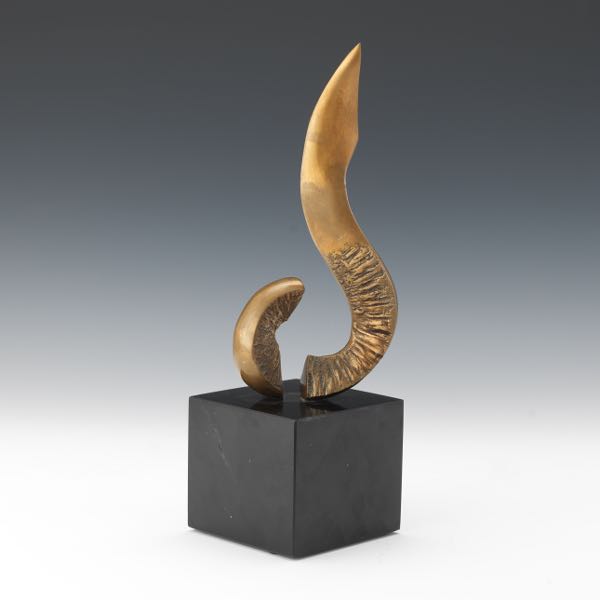 Appraisal: JOSEPH BURLINI AMERICAN B x Contemporary bronze abstract sculpture Signed