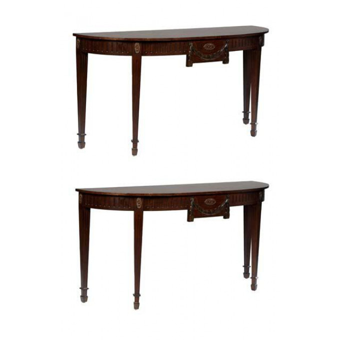 Appraisal: Pair of Large Carved Mahogany Sheraton Style Console Tables th