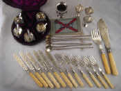 Appraisal: Silver plate Five salts with spoons six mate straws three