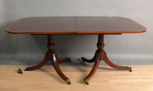 Appraisal: Baker double pedestal dining table together with three leaves h