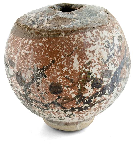 Appraisal: Paul Soldner American born Globular Vessel decorated stoneware unsigned height