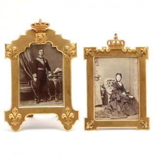 Appraisal: Royal Presentation Frame Set of King Alfonso XII and Queen