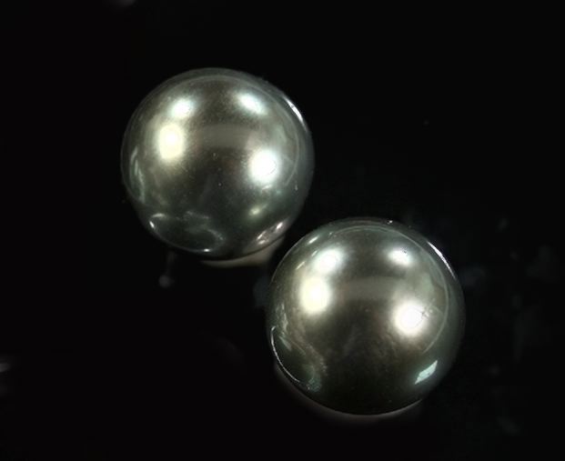 Appraisal: Pair of Black Tahitian Pearl Solitaire Earrings the mm pearls