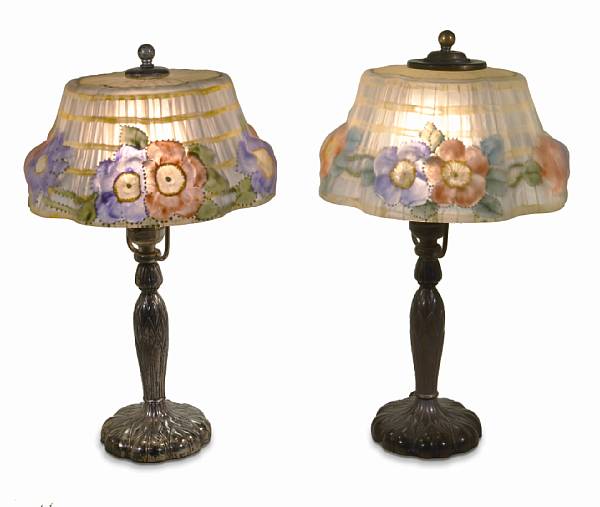 Appraisal: Two Pairpoint puffy glass and patinated-metal boudoir lamps early th